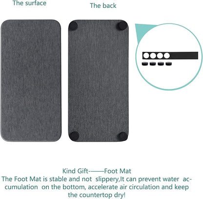 2 Pcs Water Absorbing Stone Trays, Kitchen/Bathroom Sink Soap Dish, Diatomite Tray Used for Hand Soap & Cosmetic Bottles in The Modern Home, 3.5" W x 7.1" L, Dark Gray