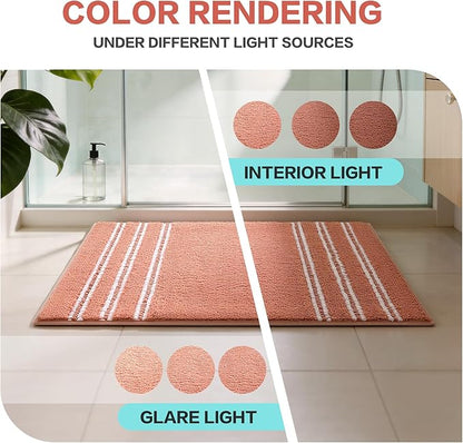 Kmson Bathroom Rugs Mat, 36"x24" Ultra Soft Washable Shaggy Chenille Bath Rugs, Non-Slip Fluffy Thick Water Absorbent Microfiber Mat for Bathtub, Sink and Shower, Pink