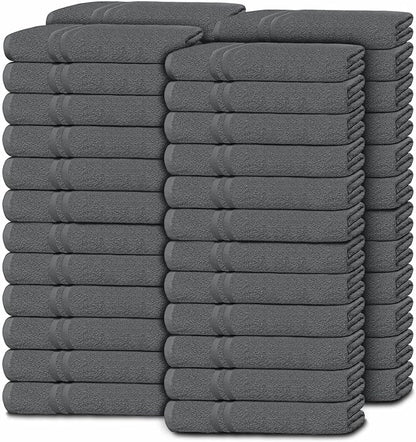 Wealuxe Dark Gray Washcloths 48 Pack - 600 GSM 100% Ring-Spun Cotton Wash Cloths for Showering, Highly Absorbent and Soft | 12x12 Inches