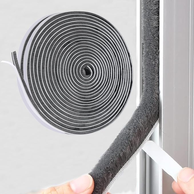 33.3FT Self-Adhesive Weather Stripping Seal for Door Frames and Sliding Windows, Weatherstripping for Soundproofing, Dustproof, Window Insulation for Winter, 0.35'' Wide x 0.6'' Thick, Grey