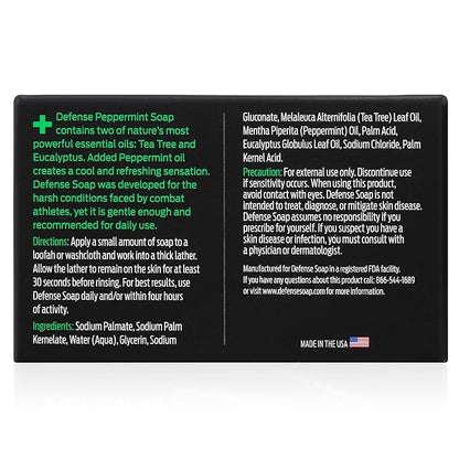 Defense Soap 2pk All Natural Peppermint Bar Soap for Men | Made by Wrestlers with Tea Tree Oil & Eucalyptus Oil to Promote Healthy Skin