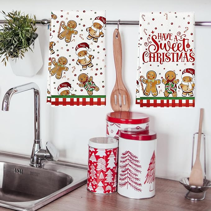 Cesqouc® 4pcs Hand Towels with Christmas Patterns : Santa Claus und Cute Christmas Snowman Patterns Suitable for Bathroom/Kitchen/Living Room/Washbasin