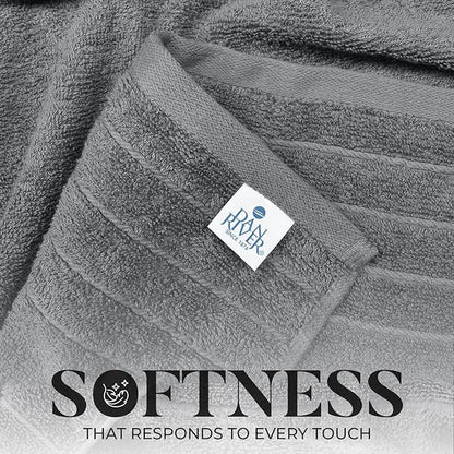 DAN River Extra Large Bath Towels Set of 4, 30 x 60 Inches - 100% Cotton Larger & Lighter Weight Towels for Bathroom - Quicker to Dry, Super Soft & Highly Absorbent Towels for Home, Gray