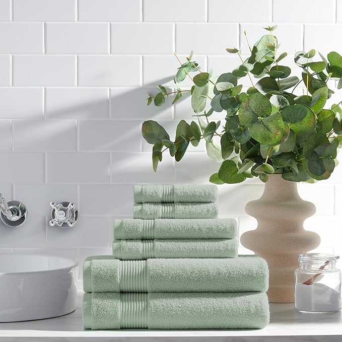 Arkwright Bath Washcloths 12 Pack - (Bulk Case of 60) Super Soft 100% Cotton, 600 GSM Quick Dry & Absorbent, Luxury Face & Body Wash Cloth Towels for Hotels, Spa, and Vacation Rental, Eucalyptus Green