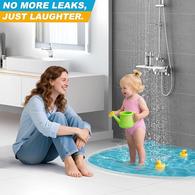 98" Shower Threshold Water Dam Silicone Shower Water Guard Collapsible Shower Door Bottom Seal Shower Splash Guard for Wet and Dry Separation