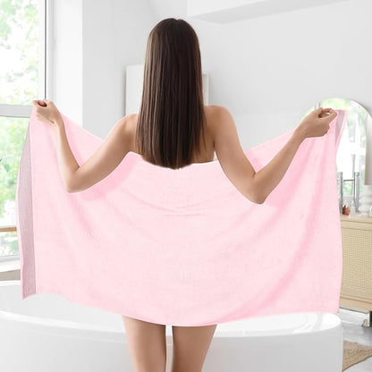 Belizzi Home Cotton 2 Pack Oversized Bath Sheet 35 x 70, Large Bath Sheet, Ultra Absorbent, Compact, Eco-Friendly and 100% Recyclable, Quick Drying and Lightweight Towel - Pink