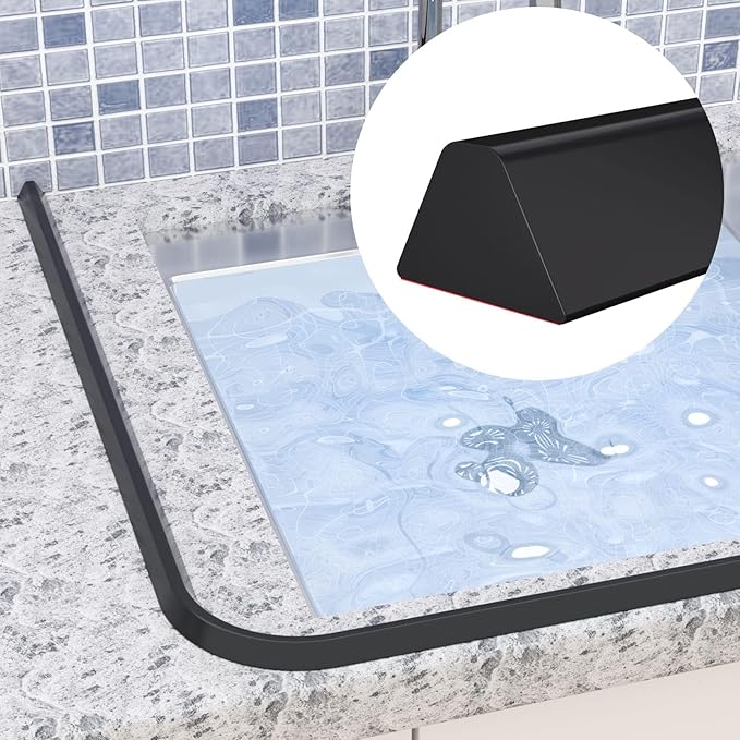 39 Inch Collapsible Shower Water Dam, Shower Threshold Water Dam Shower Barrier, Dry and Wet Separation Door Dam Water Stopper Kitchen Shower Threshold Silicon Water Blocker(Mini Trapezoid)
