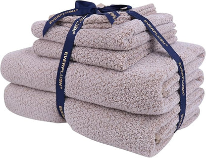 Everplush Diamond Collection 6-Piece Bath Sheet Towel Set, Soft Plush Jacquard Luxury Bath Towels,Highly Absorbent & Fast-Drying Luxury Towels Sets for Bathroom,Shower, or Spa(Brown, Bath Sheet 6PK)