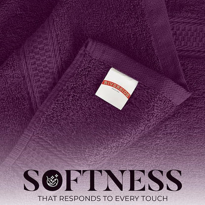 RIVERSIDE 100% Ring Spun Cotton Large Bath Towels Set of 4, 27 x 54 Inches – Quick Dry, Soft & Highly Absorbent Towels for Shower & Bathroom – Luxury 600 GSM Towels for Home, Spa, Gym, Hotel, Purple