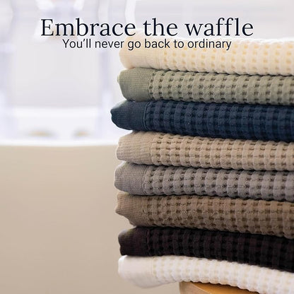 GILDEN TREE Waffle Towel Set Quick Dry Thin | 2 Bath Towels | 2 Hand Towels | 2 Washcloths, Modern Style (Midnight Blue)