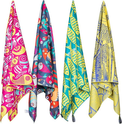 4Monster Microfiber Beach Towel Quick Dry,Super Absorbent Lightweight Travel Towel for Swimmers, Sand Free Camping Towel, Beach Towels for Pool,Swim,Water Sports,Yoga