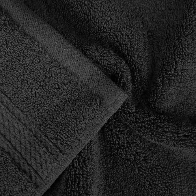 BLUENILEMILLS Madison Egyptian Cotton Towels, Towel Set for Bathroom, Shower, Hotel, Plush, 800 GSM, Highly Absorbent and Ultra-Soft Towels, Bath Essentials, 8 Piece Assorted Towel Set, Black