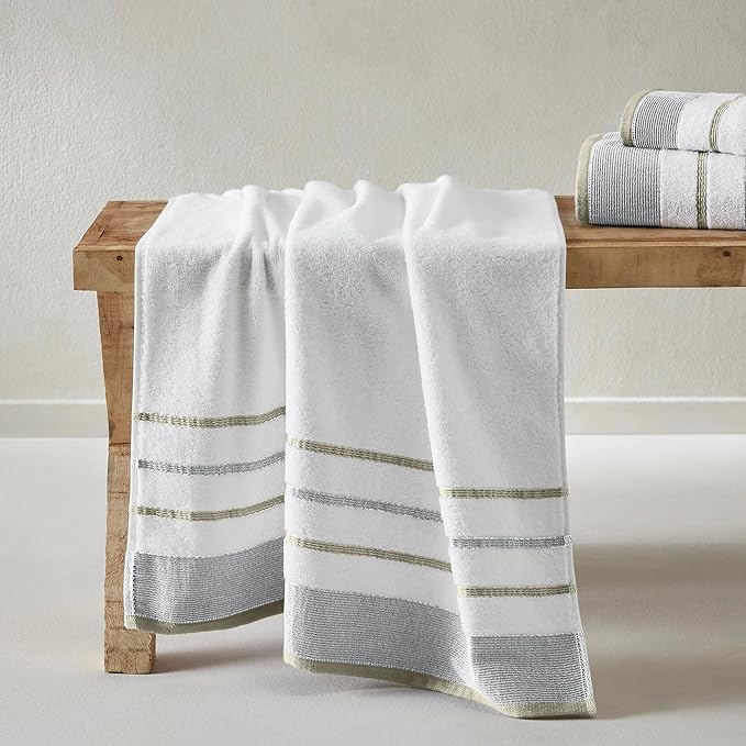 Great Bay Home Decorative Bath Towel Set - Luxury Cotton 4 Pack 54x27 Bath Towel Set - Luxurious, Ultra-Soft, Durable Towels for Bathroom Decor (Glacier Grey/Cappuccino)