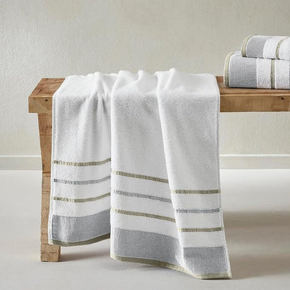 Great Bay Home Decorative Bath Towel Set - Luxury Cotton 4 Pack 54x27 Bath Towel Set - Luxurious, Ultra-Soft, Durable Towels for Bathroom Decor (Glacier Grey/Cappuccino)