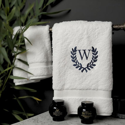 Decorative and Monogrammed Hand Towels for Bathroom Kitchen Makeup | Personalized Gift for Wedding-Bridal | Roman Font Custom Luxury Turkish Towel | Spa Collection, Oversized, 16 X 30 Inch, Set of 2