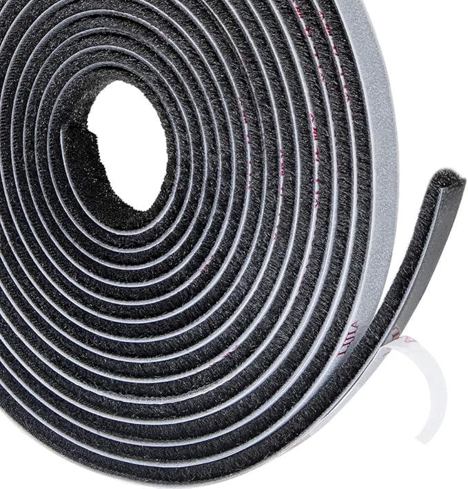 TORRAMI Adhesive Brush Seal Weather Stripping 11/32 inch x 3/16 inch x 16 ft, Dustproof Soundproof Windproof for Windows Bottom and Frame,Sliding Doors Frame,Wardrobe, Black