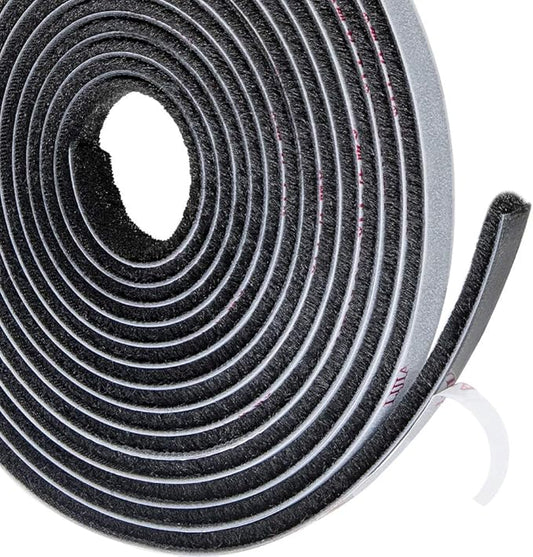 TORRAMI Adhesive Brush Seal Weather Stripping 11/32 inch x 3/16 inch x 16 ft, Dustproof Soundproof Windproof for Windows Bottom and Frame,Sliding Doors Frame,Wardrobe, Black