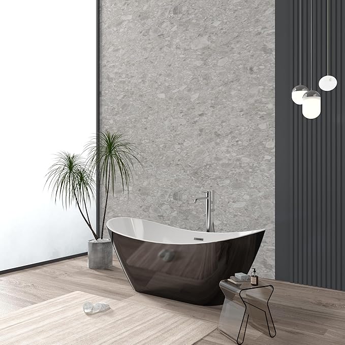 67 Inch Acrylic Freestanding Bathtub, Soaking Bathtub with Matte Drain and Overflow, Modern Square Tub with Deep Ergonomic Design, Double-Walled Insulation for Bathroom Relaxation, cUPC Certified
