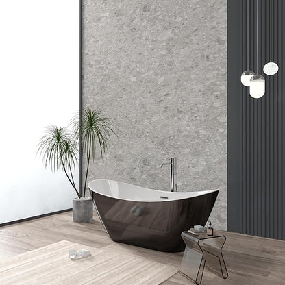 67 Inch Acrylic Freestanding Bathtub, Soaking Bathtub with Matte Drain and Overflow, Modern Square Tub with Deep Ergonomic Design, Double-Walled Insulation for Bathroom Relaxation, cUPC Certified