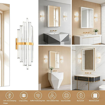 Bathroom Medicine Cabinet with Mirror, 20x26 Recessed or Wall Mirror Medicine Cabinet with Storage Adjustable Glass Shelves, Beveled Edge Mirrored Door with Aluminum Cabinet Hinges