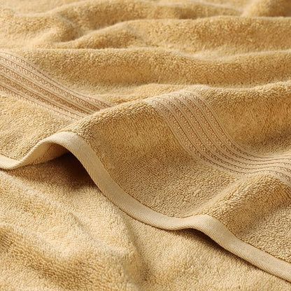 Superior Egyptian Cotton Bath Towel Set, Home Bathroom Towels, Master, Guest Bath, Decor Essentials, Quick Dry, Absorbent, Large Body Towels, Spa, Hotel, Resort, Adult, Kids, Set of 2, Gold