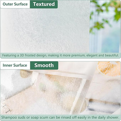 Waterproof Frosted Shower Curtain Liner Extra Long 72 x 80 Inch, Bpa-Free EVA Shower Liner with 3 Extra-Large Magnets, Tall Bathroom 3D Silk Plastic Shower Curtain Translucent for Privacy