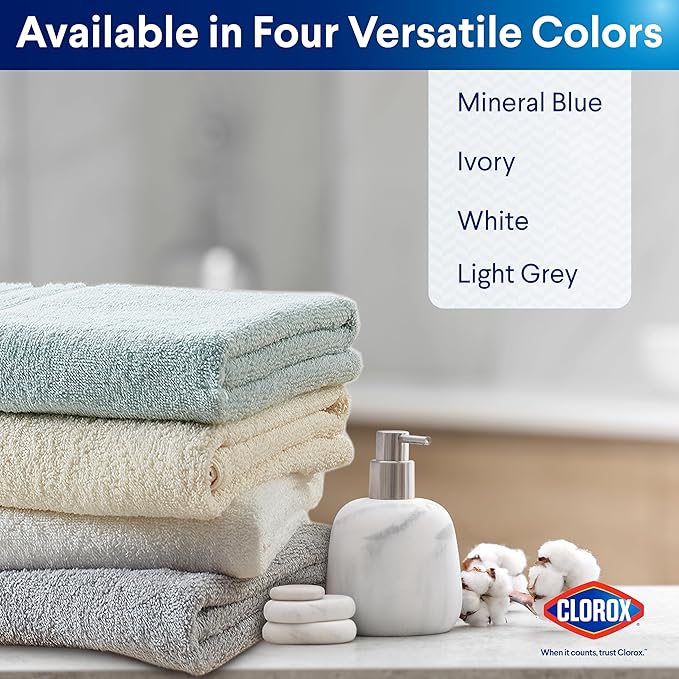 CLOROX Bleach Friendly Towels, Quick Dry, 100% Cotton Bath Towels (30" x 52"), Highly Absorbent Soft Lightweight, Ideal for Everyday Use, Easy to Wash(2 Pack, White)