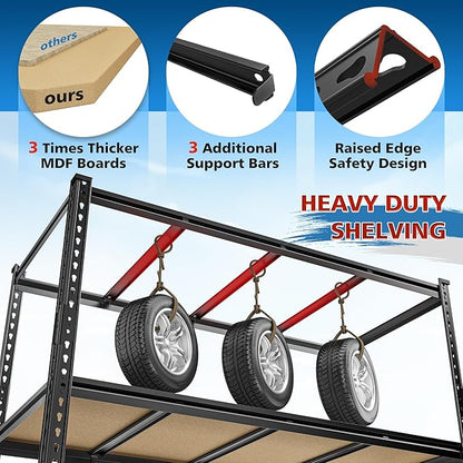 55" W Storage Shelves, 2040LBS Garage Shelving Heavy Duty, 4-Tier Storage Shelving, Adjustable Metal Shelving Unit for Garage, Warehouse, Pantry, Kitchen, 55" W × 24" D × 60" H