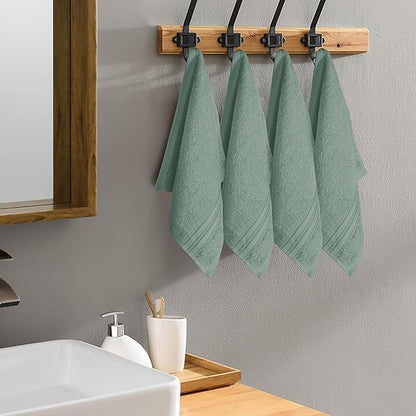 BOUTIQUO Ultra Soft Cotton Washcloths, Contains 12 Piece Face Cloths 12x12 inch, Ideal for Everyday use Face Towels, Compact & Lightweight Multi Purpose Washcloths - Jade