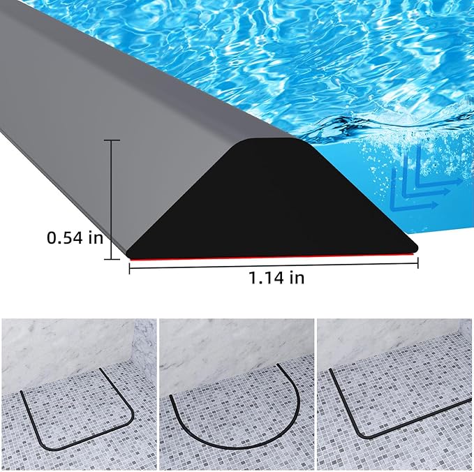 Duzzy 98 Inch Collapsible Shower Water Dam, Shower Threshold Water Stopper Barrier and Retention System and Keeps Water Inside Threshold Dry and Wet Separation, Suitable for Bathroom & Kitchen