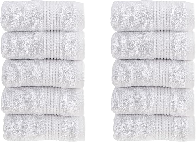 HALLEY Turkish Cotton Towels (Pack of 10) Washcloths Super Soft Highly Absorbent 100% Cotton Fingertip Towels for Bathroom and Kitchen for Mother’s Day (White)