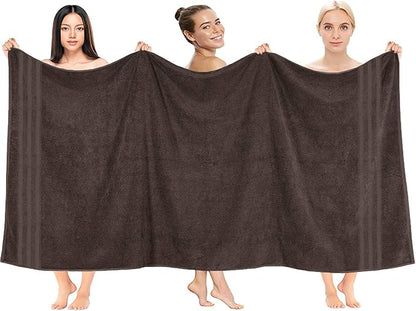 DAN RIVER 2 Pack Luxury Bath Sheets 35x70, 600 GSM, Soft & Quick Dry 100% Ring Spun Cotton Towels Ideal for Hotels, Spas, Gyms & Salons Extra Large, Brown
