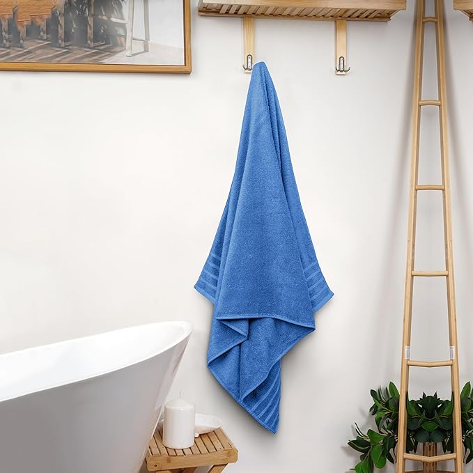 Avalon Towels Bath Towels Set of 4, Size 30 x 60 Inches, Highly Soft and Absorbent, Quick Drying, Lightweight, Perfect for Daily Use (Blue)