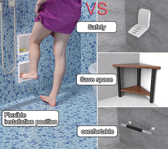 Recessed Wall Soap Holder，Foot Rest for Shower Niche,Perfect for Shaving Legs and Storage,Stainless Steel 304, Matte White, 5.9 x 4.8 x 3.9 in