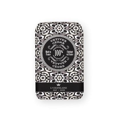 La Chatelaine Soap Supply Tin Gift Set |Unisex, Men, Women| Plant-based shea butter bar soaps | Made in France | Natural and Organic | Large soap bars | Set of 6, 8.8 oz./250g bars - Gray Mosaic
