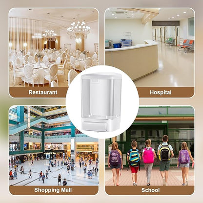 Hushee 2 Pcs Commercial Soap Dispenser Wall Mounted Manual Soap Dispenser Containers Bathroom Plastic Hand Wash Wall Containers for Kitchen Hotel Liquid