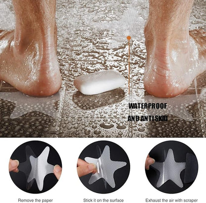 Anti Slip Shower Stickers 24 PCS Safety Bathtub Strips Adhesive Decals with Premium Scraper(Clear Star)