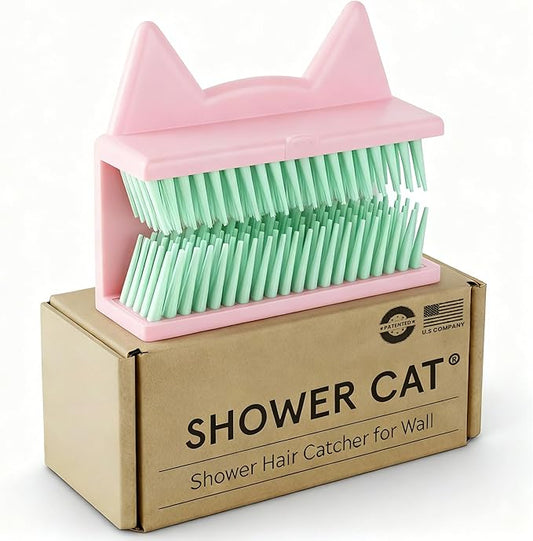 Hair Catcher Shower Wall, Hair Trap - Hair Collector for Shower, Silicone Hair Catchers for Shower, Drain Protector and Bathtub (Pink)
