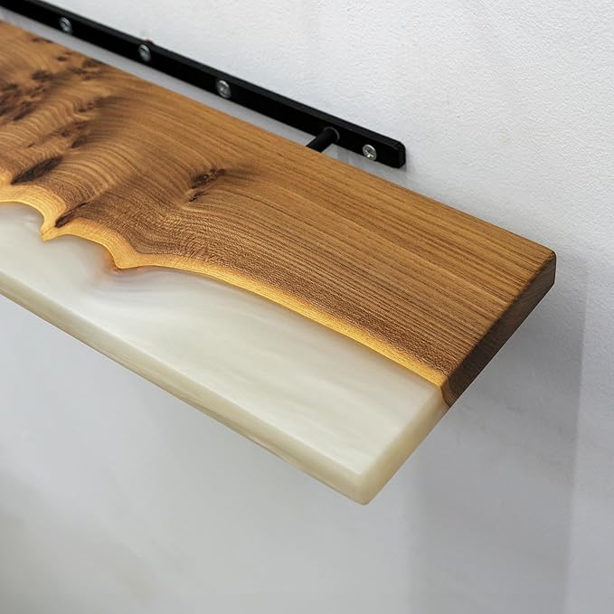 RWA Straight Edge Floating Shelf – Unique Wood Floating Shelf for Wall Decor, Living Room, Bedroom, or Bathroom – Sleek Decorative Wall Shelves for Home & Office (Straight/Platinum, Large - 24x7)