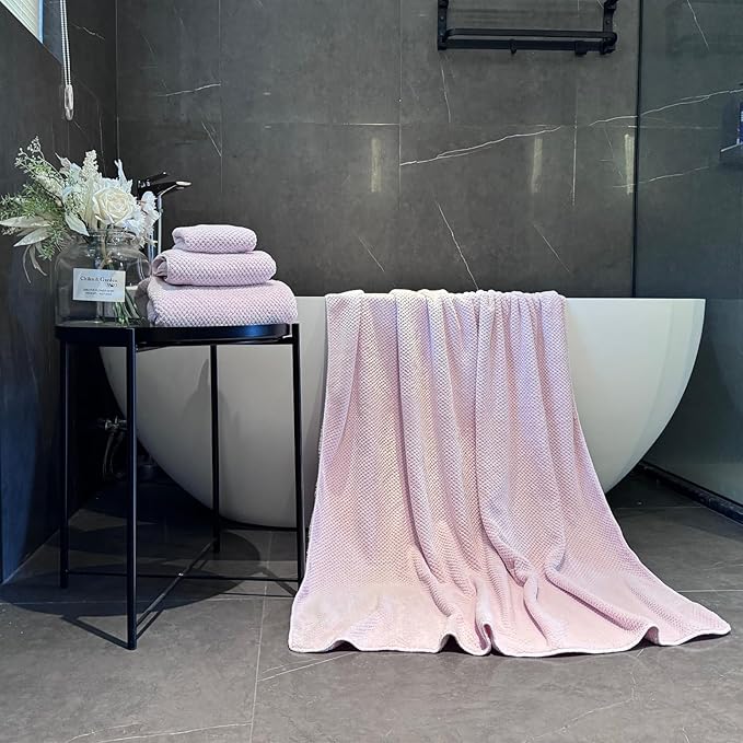 Extra Large Bath Towels Set for Bathroom 30x60 Inches Super Soft Light Weight Quick Dry Microfiber Shower Towels (Pink, 6 Piece)