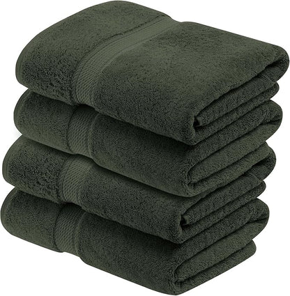 BNM Egyptian Cotton Heavyweight Towels, Ideal For Bathroom, Shower, Spa, 800 GSM Bath Towels, Highly-Absorbent, Luxury Bathroom Essentials, Soft Plush Home Basics, Bath Towel Set of 4, Forest Green