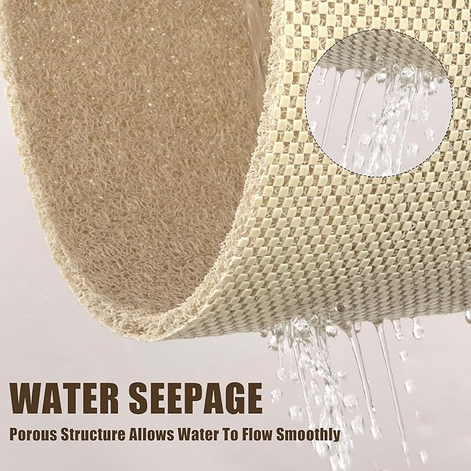 HOMBYS 58 x 44 Extra Large Shower Mat for Shower Stall Tub, Non Slip Bath Mat Bathroom Accessories, PVC Loofah Mats for Shower and Bathroom, Quick Drying, (Khaki, 58"x44")
