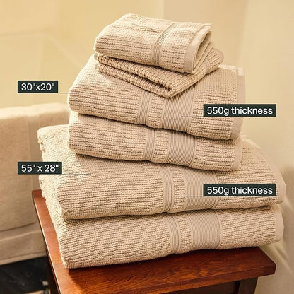 Preston Lane Douro Hand Towel Set – 2 Pack Luxury Cotton Towels, Ultra Soft & Absorbent, Quick-Dry Spa-Quality Bathroom Towels, Made in Portugal, Clay