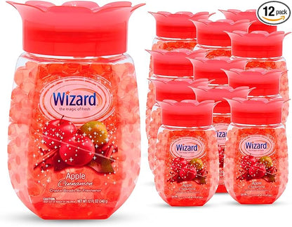 12 WIZARD Odor Eliminator Gel Beads - 12 oz, Air Freshners For Bathroom. Rooms, Per Areas and Car Freshner - Apple Cinnamon