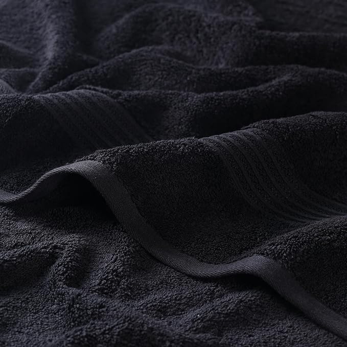 Superior Egyptian Cotton 9-Piece Towel Set, Assorted Towels for Home Bathroom, Guest Bath Decor Essentials, Includes 3 Bath, 3 Hand, 3 Face Towels/Washcloths, Quick Dry, Absorbent - Black