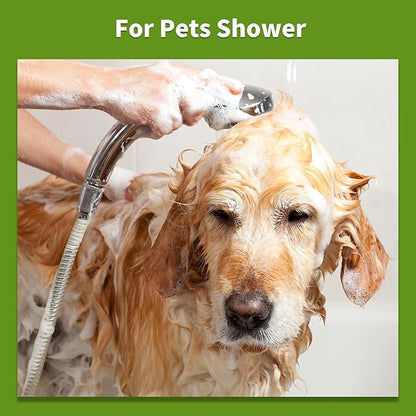 Hygie Rinse Handheld Dog Shower Attachment with Massage Head for Fast and Easy Dog Bathing and Cleaning, Included Garden Adapter for Indoor and Outdoor Dual Use, Handheld Sprayer with Hose, Chrome