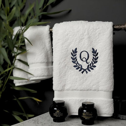Decorative and Monogrammed Hand Towels for Bathroom Kitchen Makeup | Personalized Gift for Wedding-Bridal | Roman Font Custom Luxury Turkish Towel | Spa Collection, Oversized, 16 X 30 Inch, Set of 2