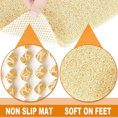 Shower Mats Non Slip for Elderly, 24x47’’Extra Lager Loofah Bath Mats for Shower, Non-Slip Bath/Shower Mat for Elderly-Beige