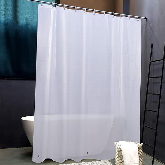 NTBAY EVA Semi-Transparent Clear Shower Curtain with Waffle Weave, Water-Repellent Liner with 3 Magnets for Bathroom, 72x72 Inches