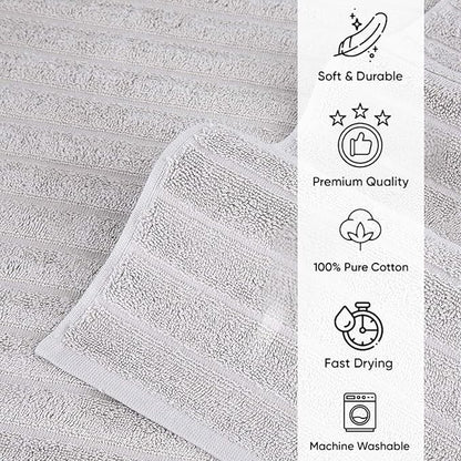 Classic Turkish Towels CTT Luxury Hand Towels for Bathroom Set of 4, 100% Turkish Cotton, Quick Dry & Comfy Towels for Hotel & Spa, Highly Absorbent | 20"x32" (Platinum)